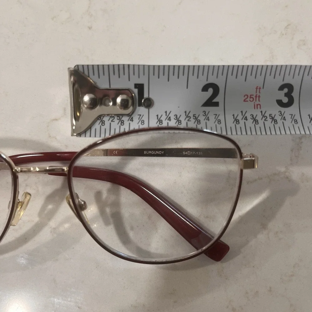 Oxford Lane Queensbury Eyeglass Frame Only Aviator Gold Color Burgundy 54 17 135